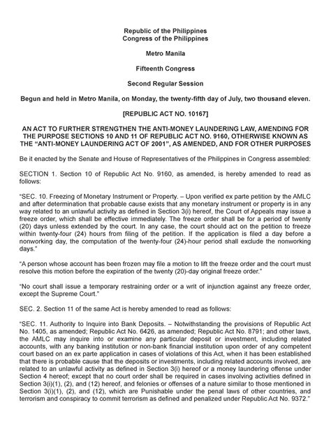 what is amla law in the philippines